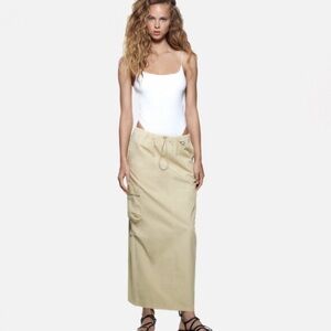 Zara Khaki Maxi Cargo Skirt Small